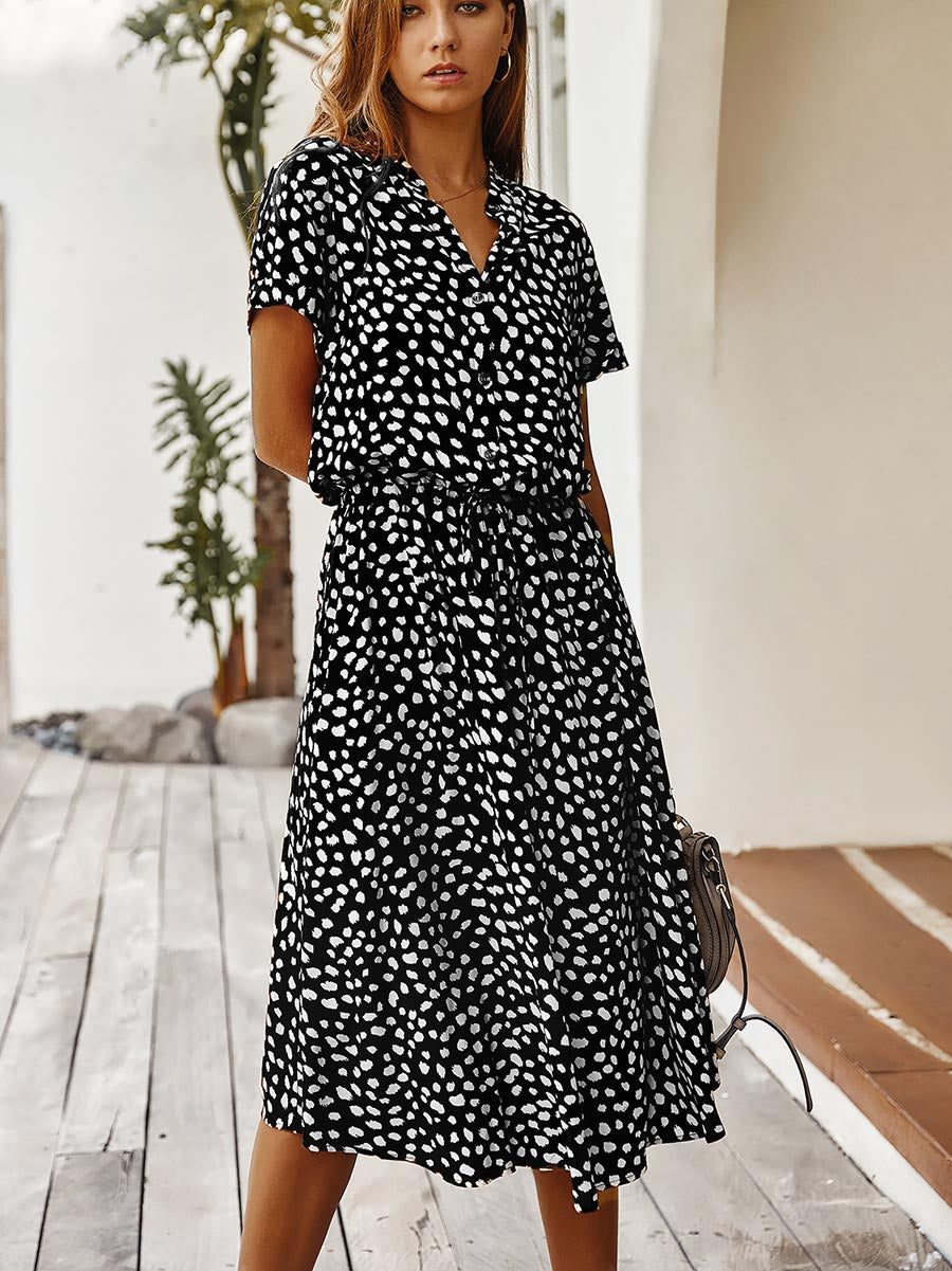 Lunimesd Polka Dot Short-Sleeve Dress(7 colors)