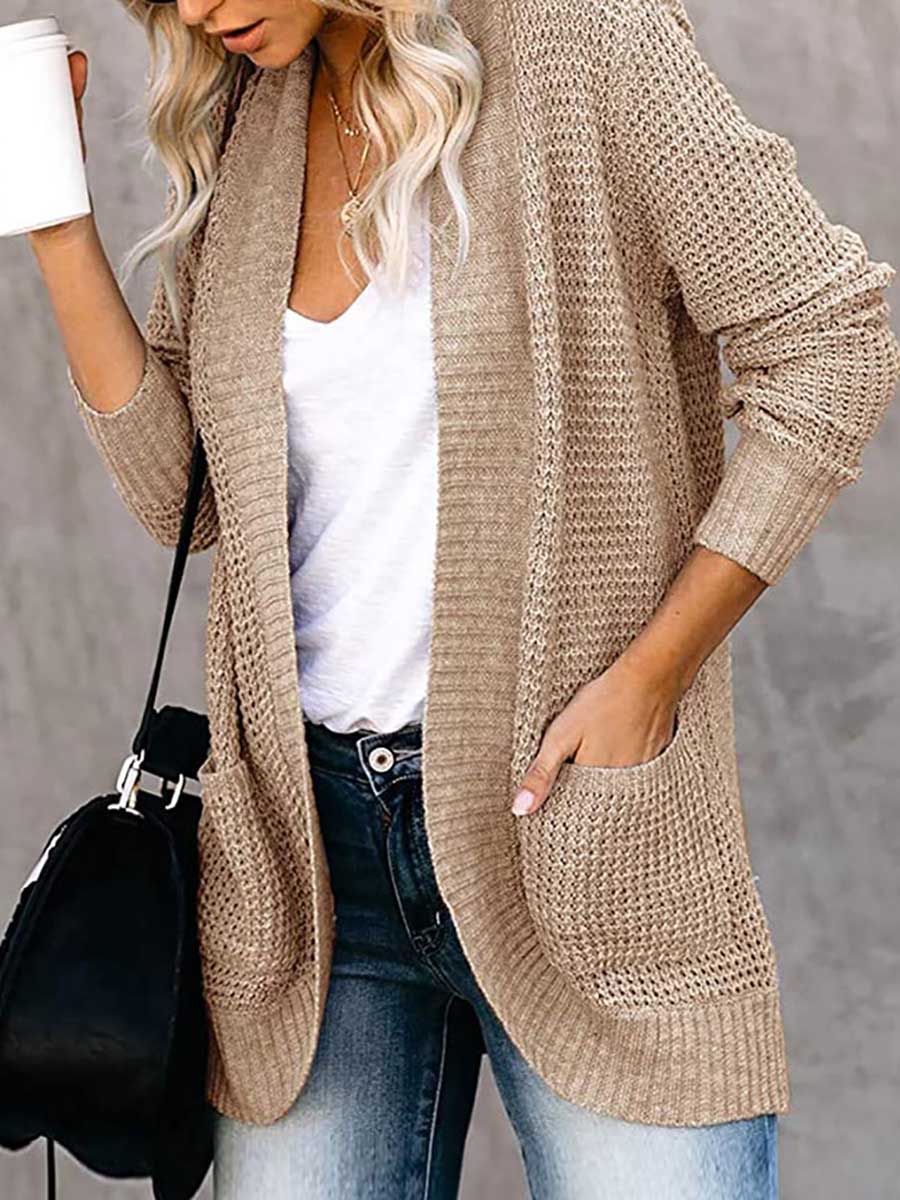 Lunimesd Solid Color Long Sleeve Knitted Cardigan（5 colors）