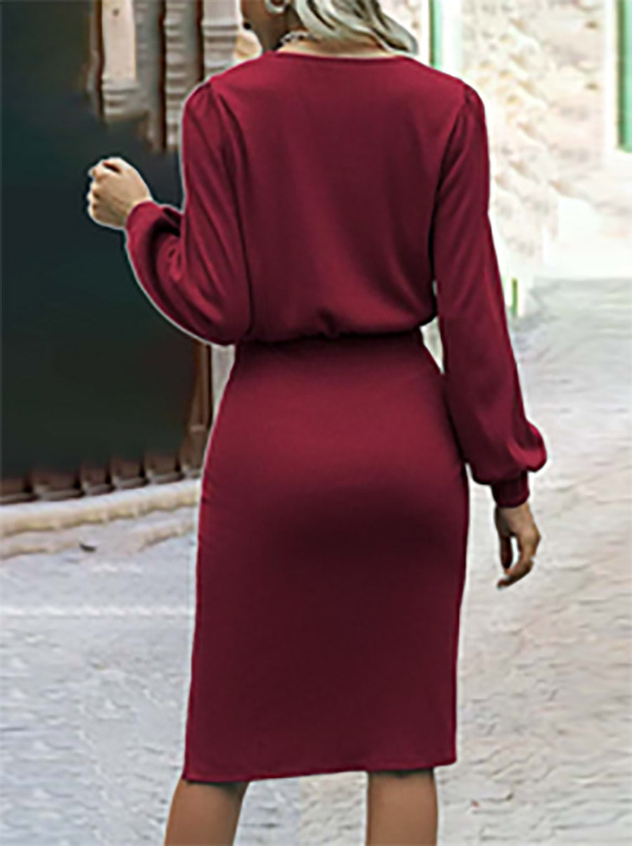 Lunimesd Threaded Split Long Sleeve Dress(6 colors)