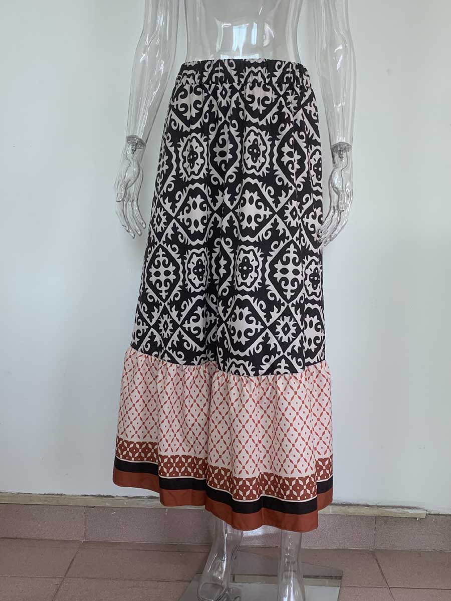 Lunimesd Printed Loose Patchwork Hem Dress