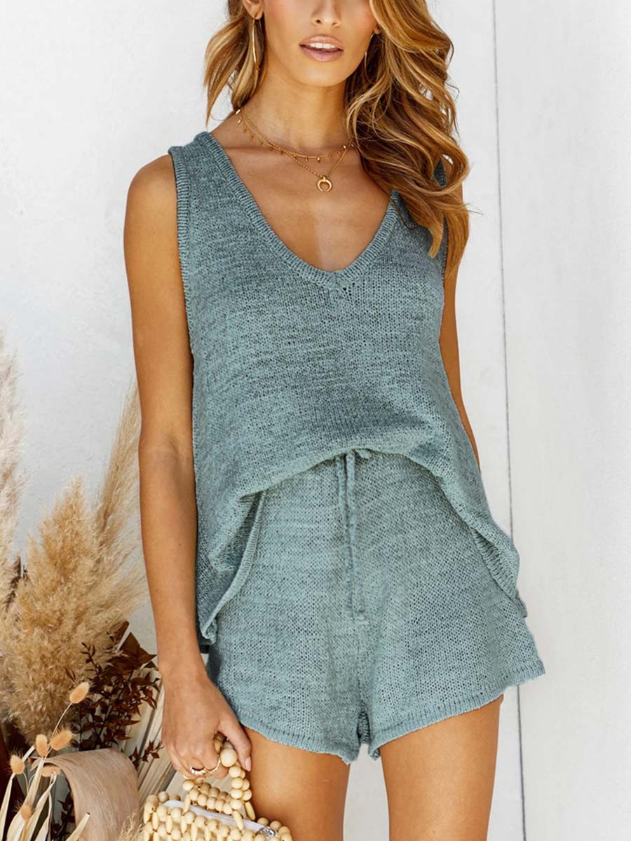 Lunimesd Casual Knit Skirt Two Set