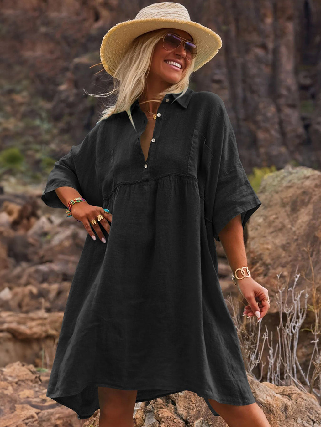 Super Loose Button Dress