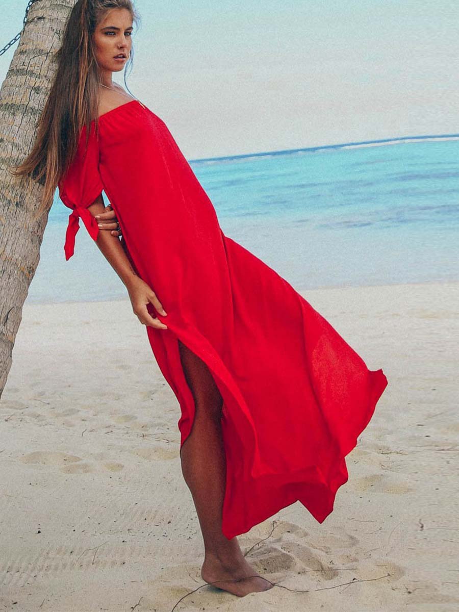 Lunimesd One-Shoulder Irregular Split Dress