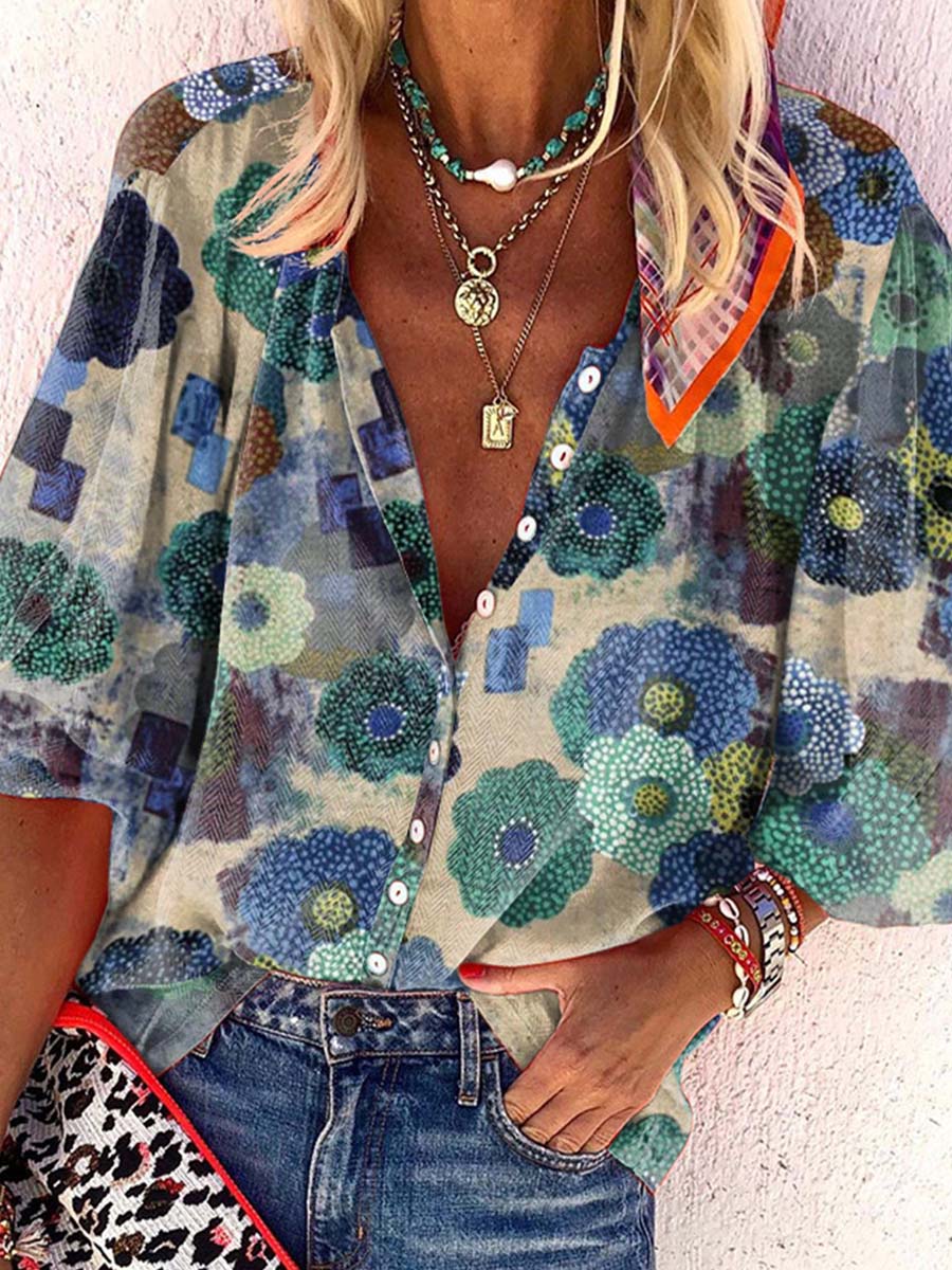 Lunimesd Lapel Print Shirt