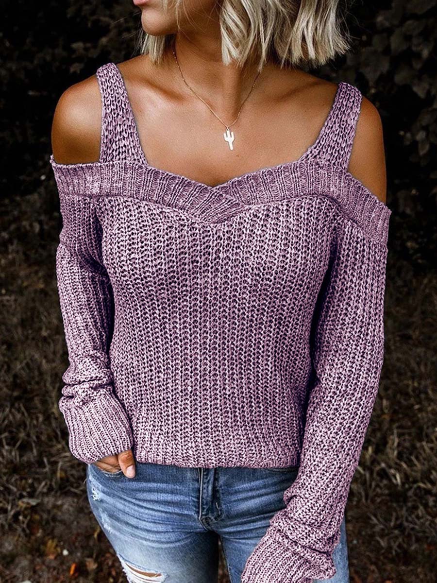 Lunimesd off-Shoulder Knitted Sweater