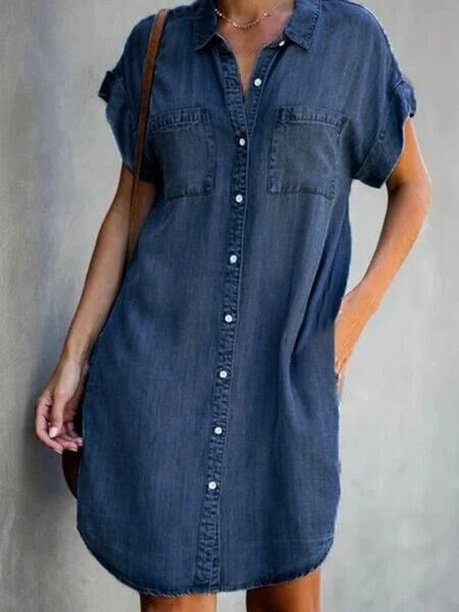 Lunimesd Button Denim Dress