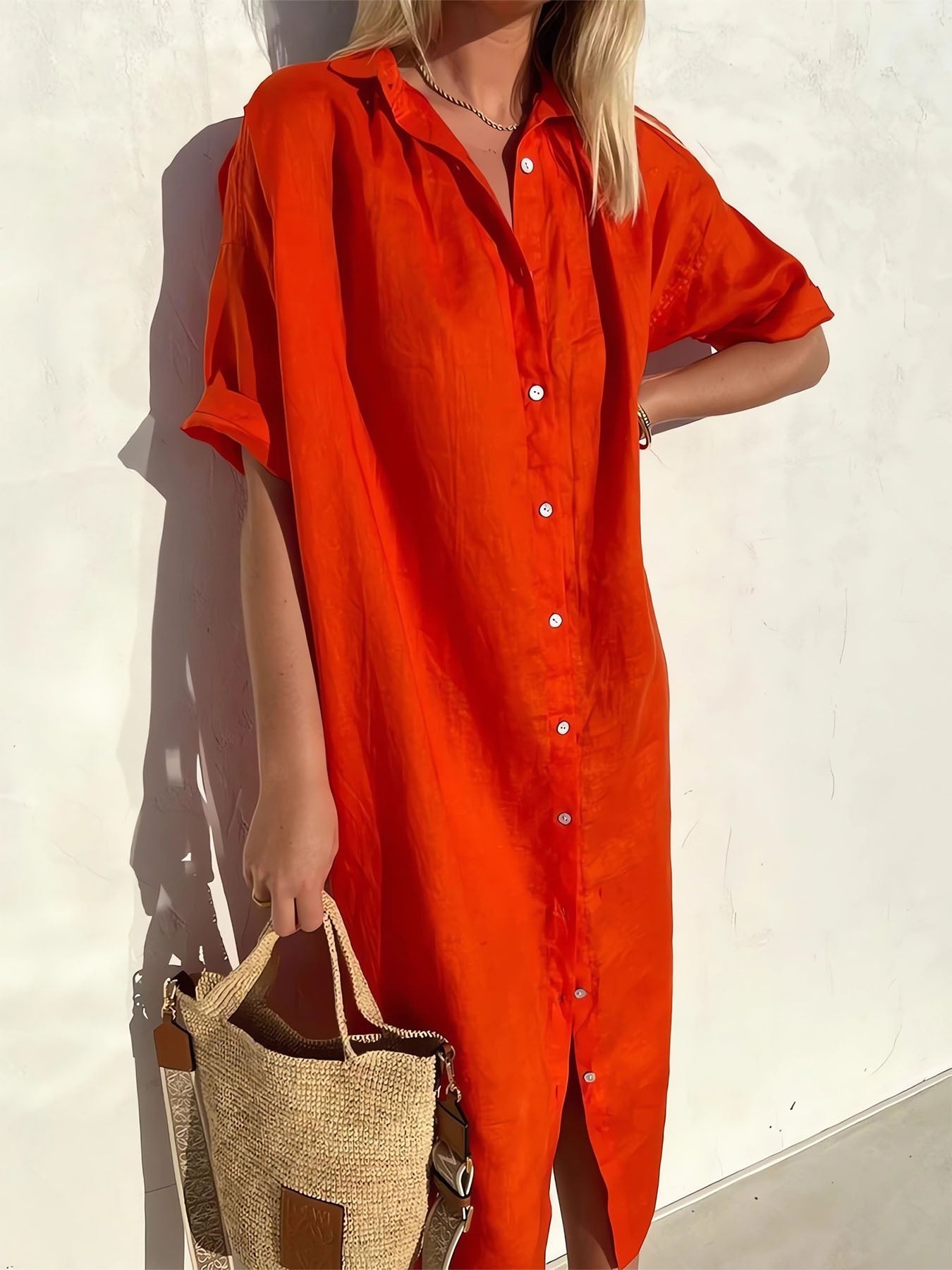 Casual Loose Button Dress