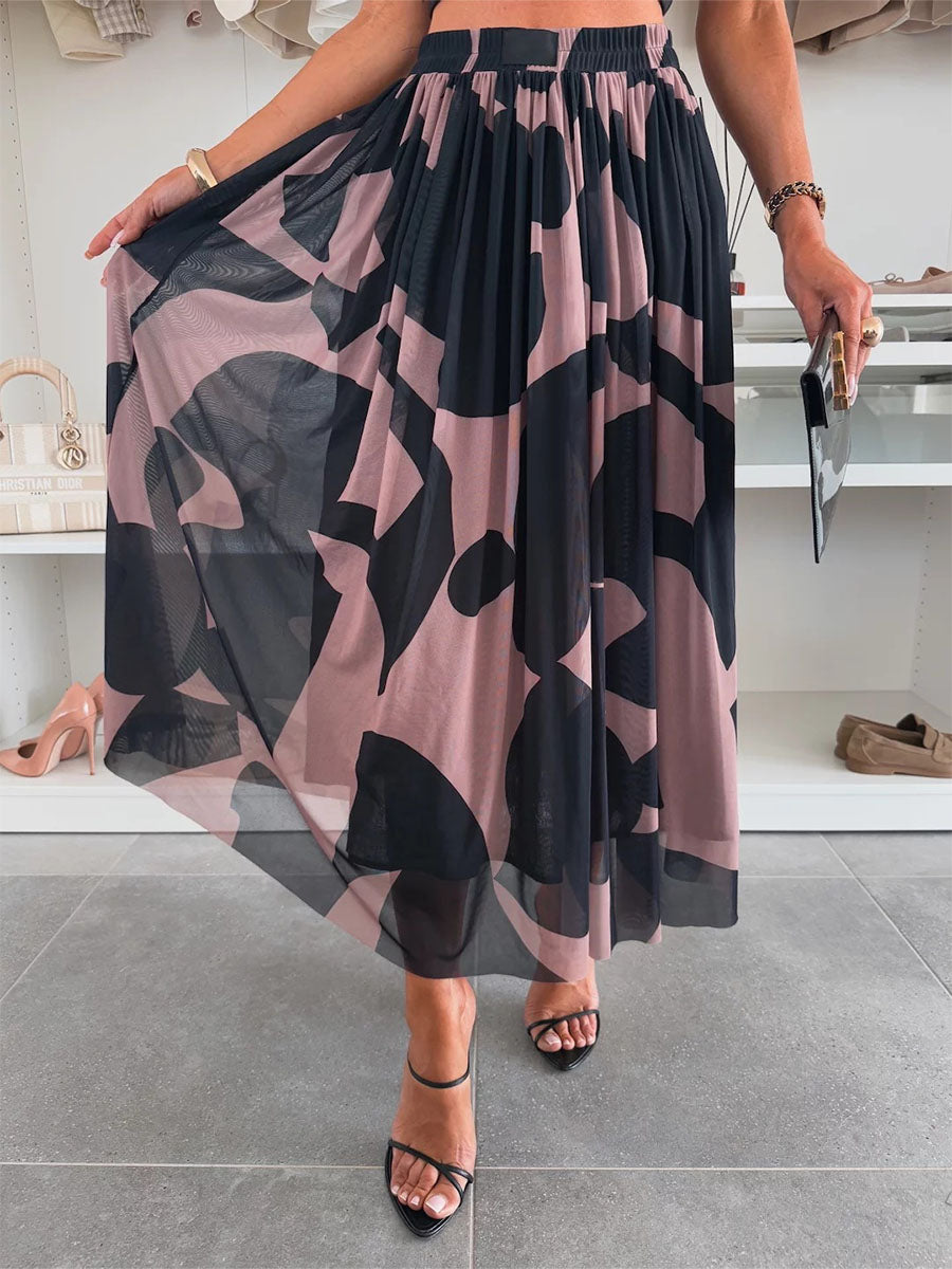 Abstract Flow Pleated Skirt