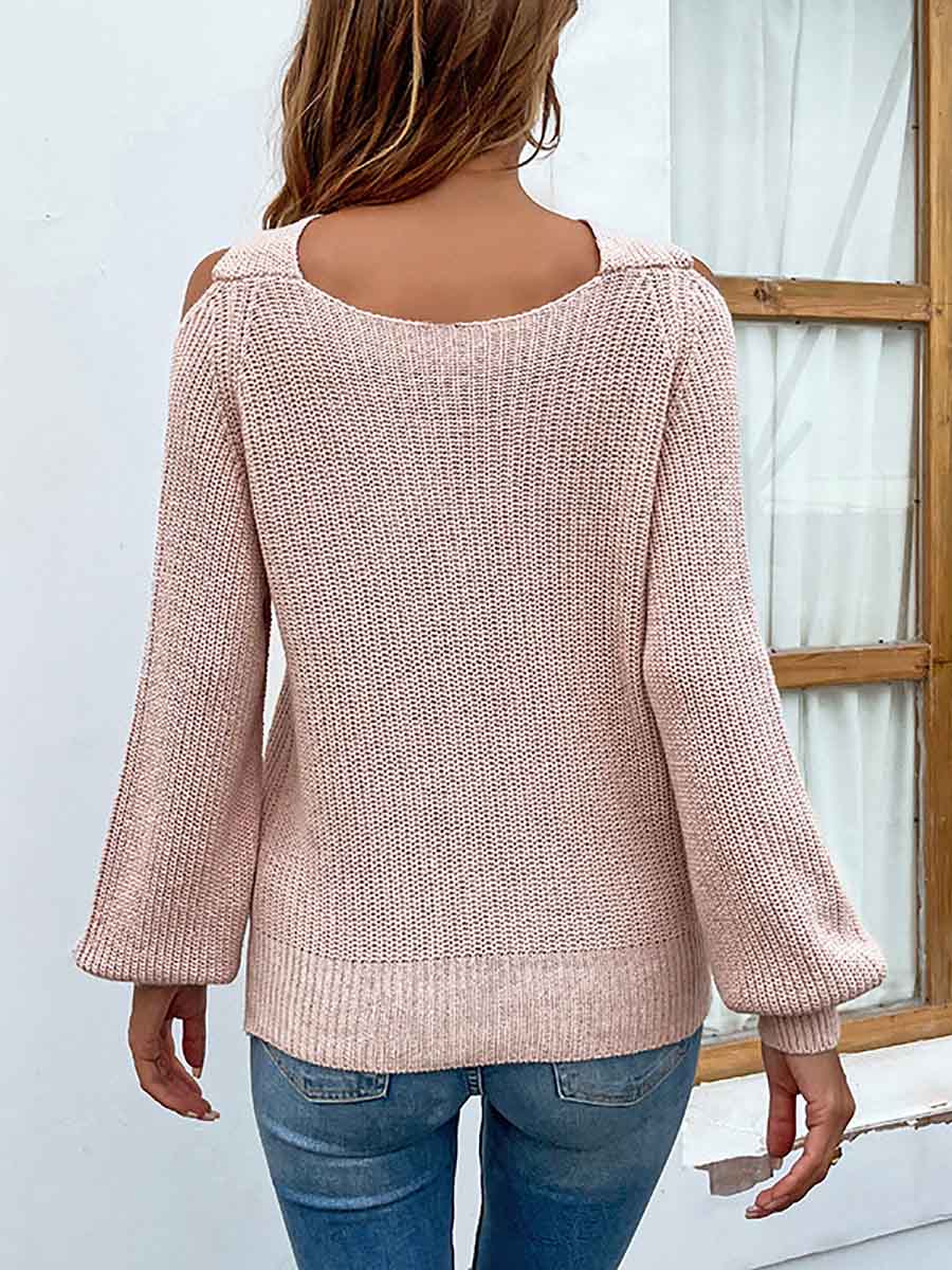 Lunimesd Solid Color Crossed Hanging Shoulder Knit Sweater