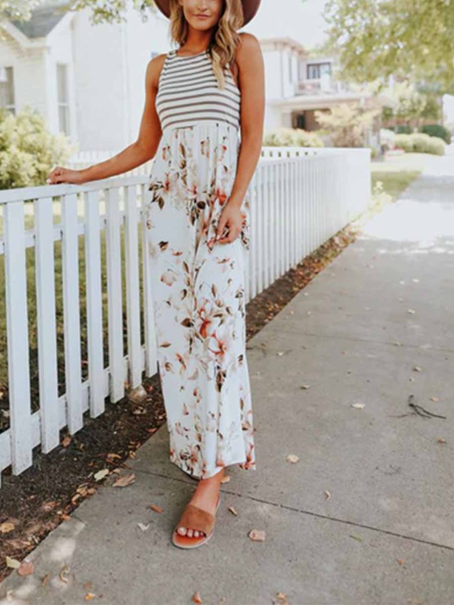 Lunimesd Stripe Print Pocket Dress