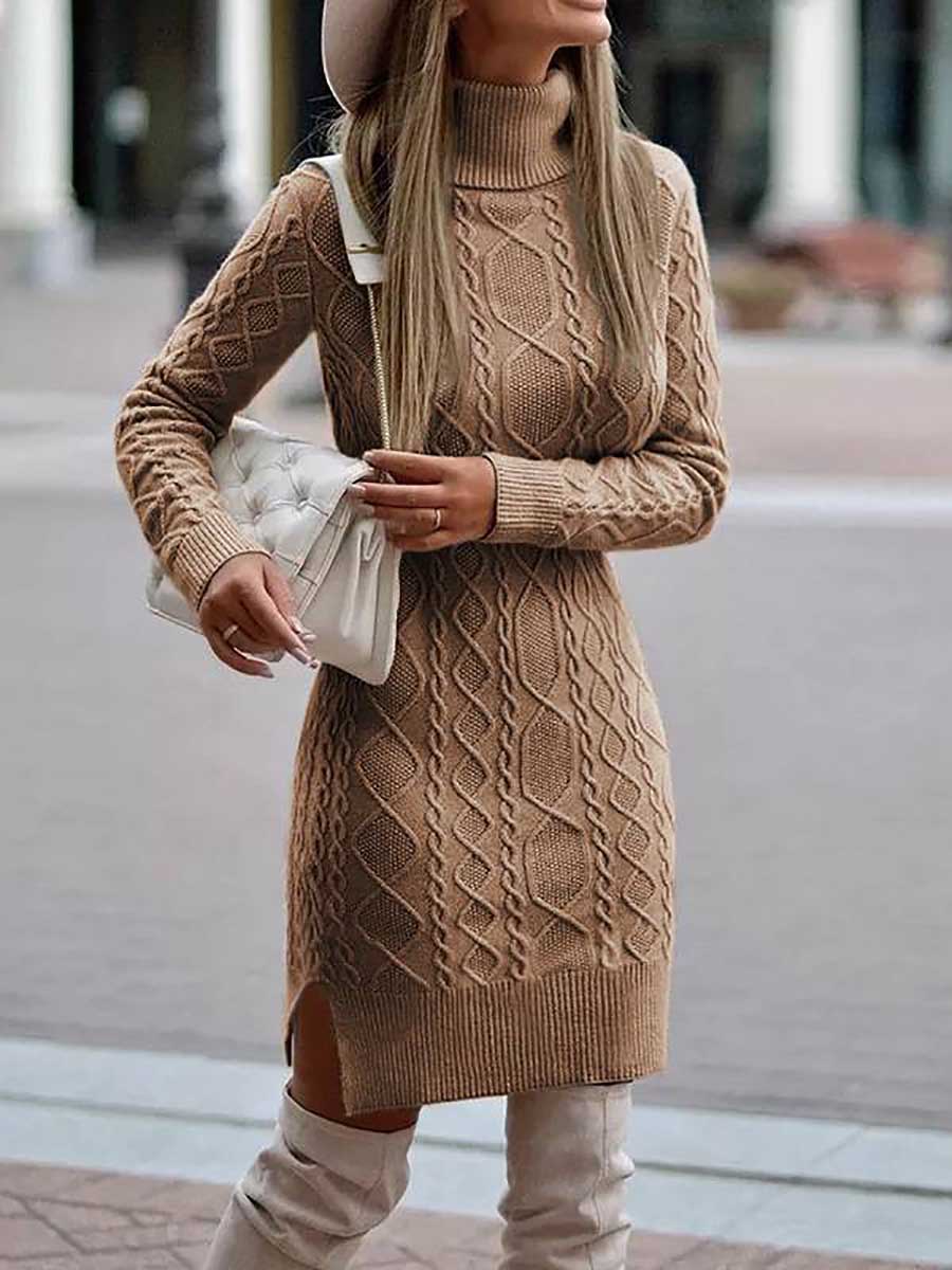 Lunimesd Solid Color Slim Long Sleeve Turtleneck Sweater