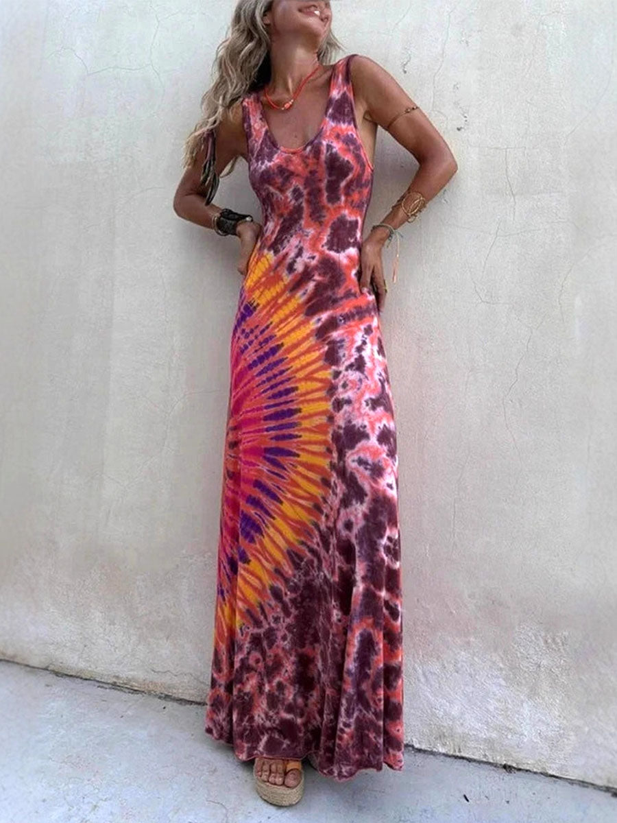Boho Tie-Dye Maxi Dress