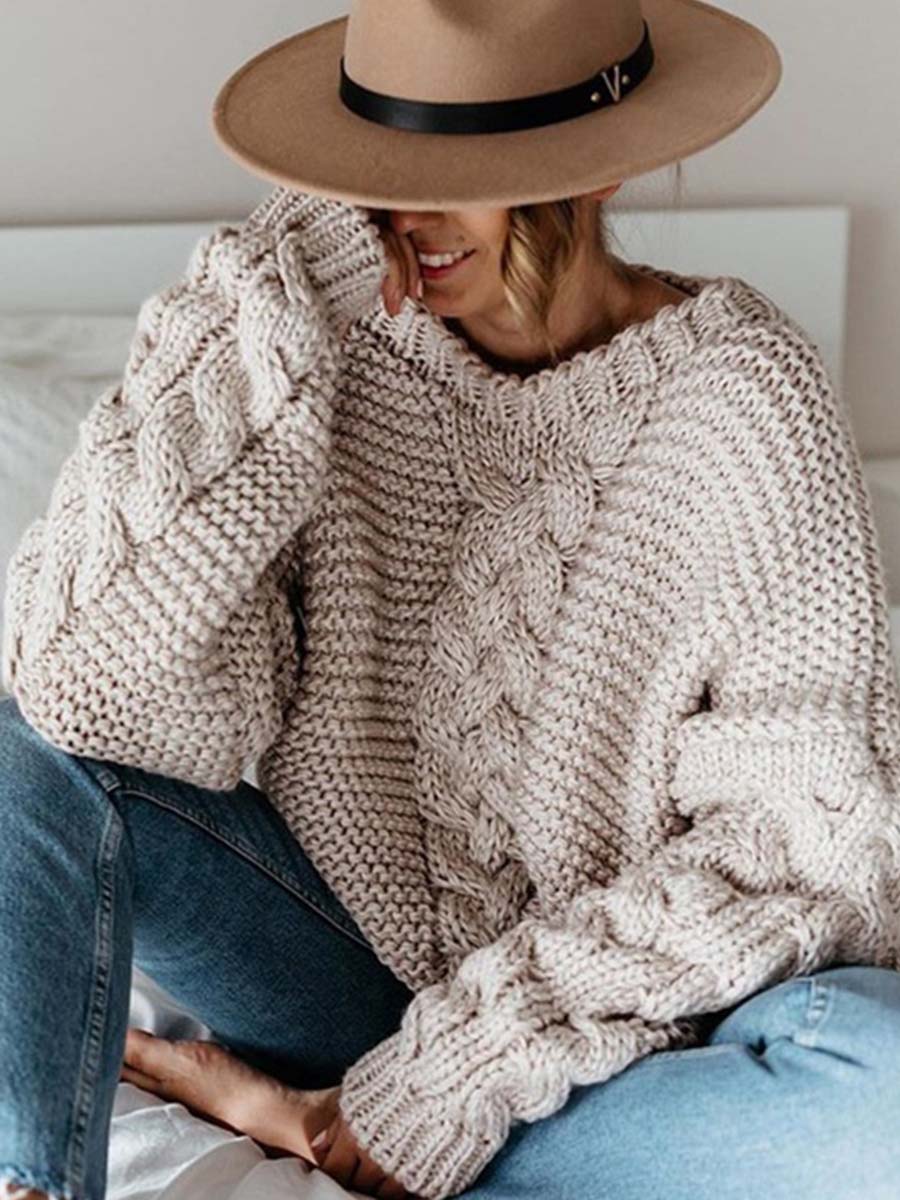 Lunimesd Solid Color Knitted Sweater
