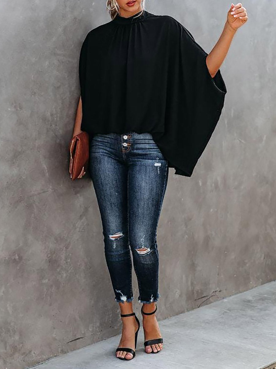 Lunimesd Fashion Loose Bat Sleeve Round Neck Shirt (7 colors)