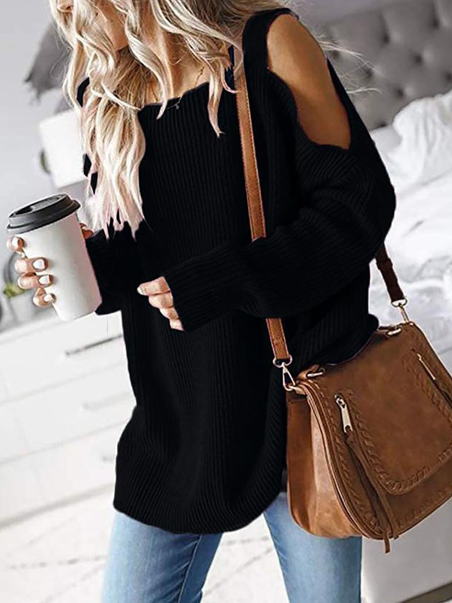 Lunimesd Cold Shoulder Knit Sweater