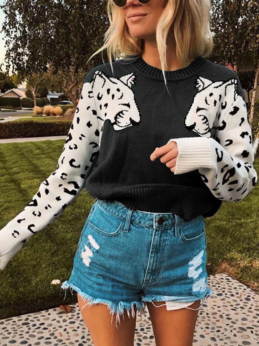 Lunimesd Snow Leopard Knit Sweater