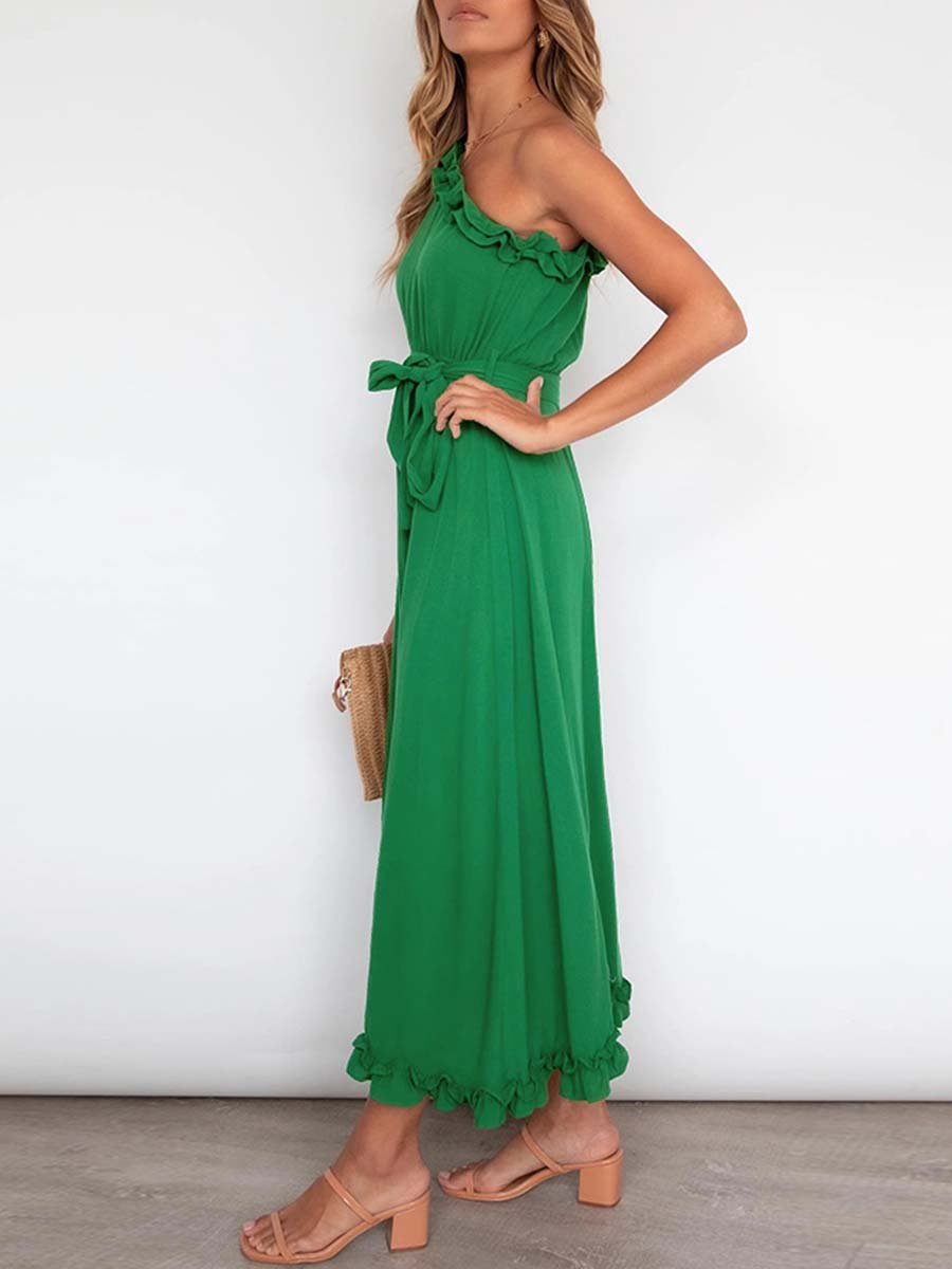 Lunimesd Ruffle One-Shoulder Dress