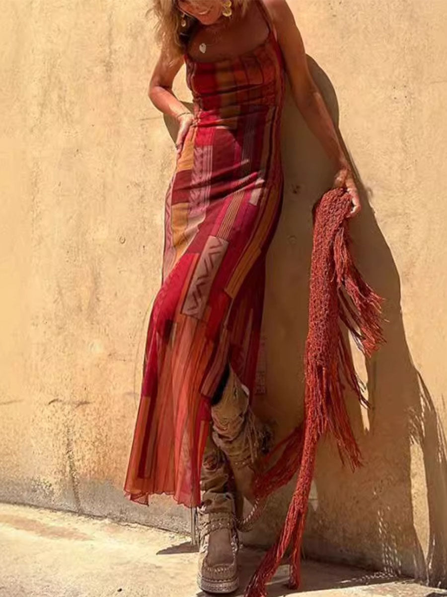 Free Soul Flame Mesh Dress