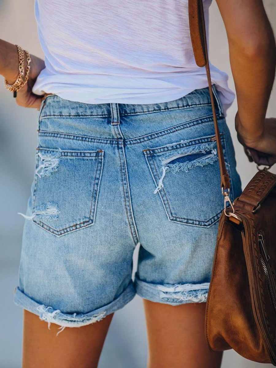 Lunimesd Ripped Holes Jean Shorts