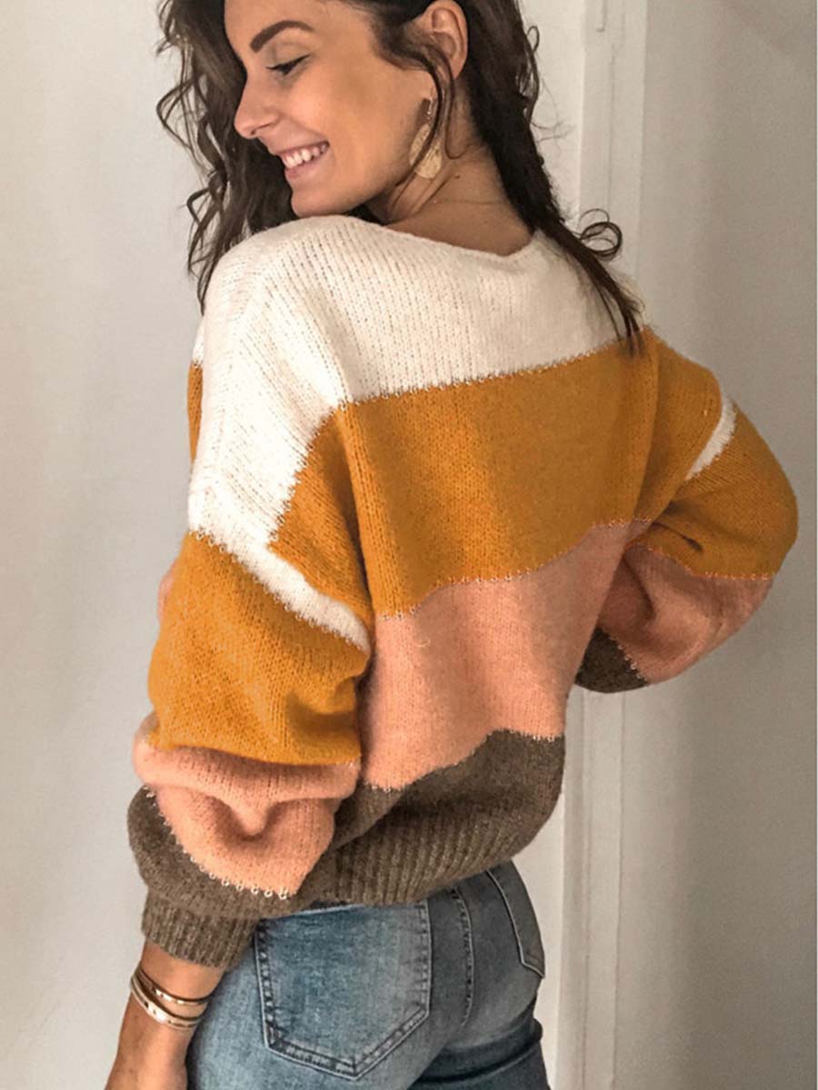 Lunimesd Round Neck Striped Sweater