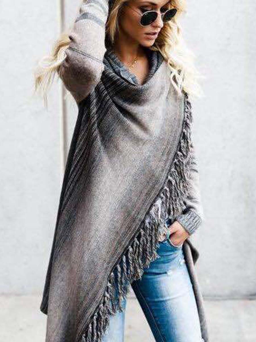Lunimesd Striped Shawl Sweater