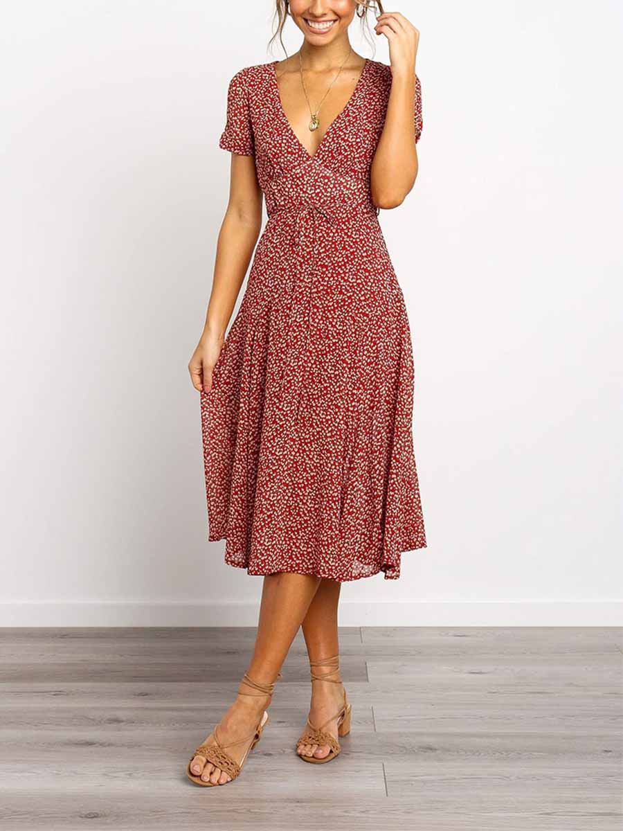 Lunimesd Print Dot Belt Dress