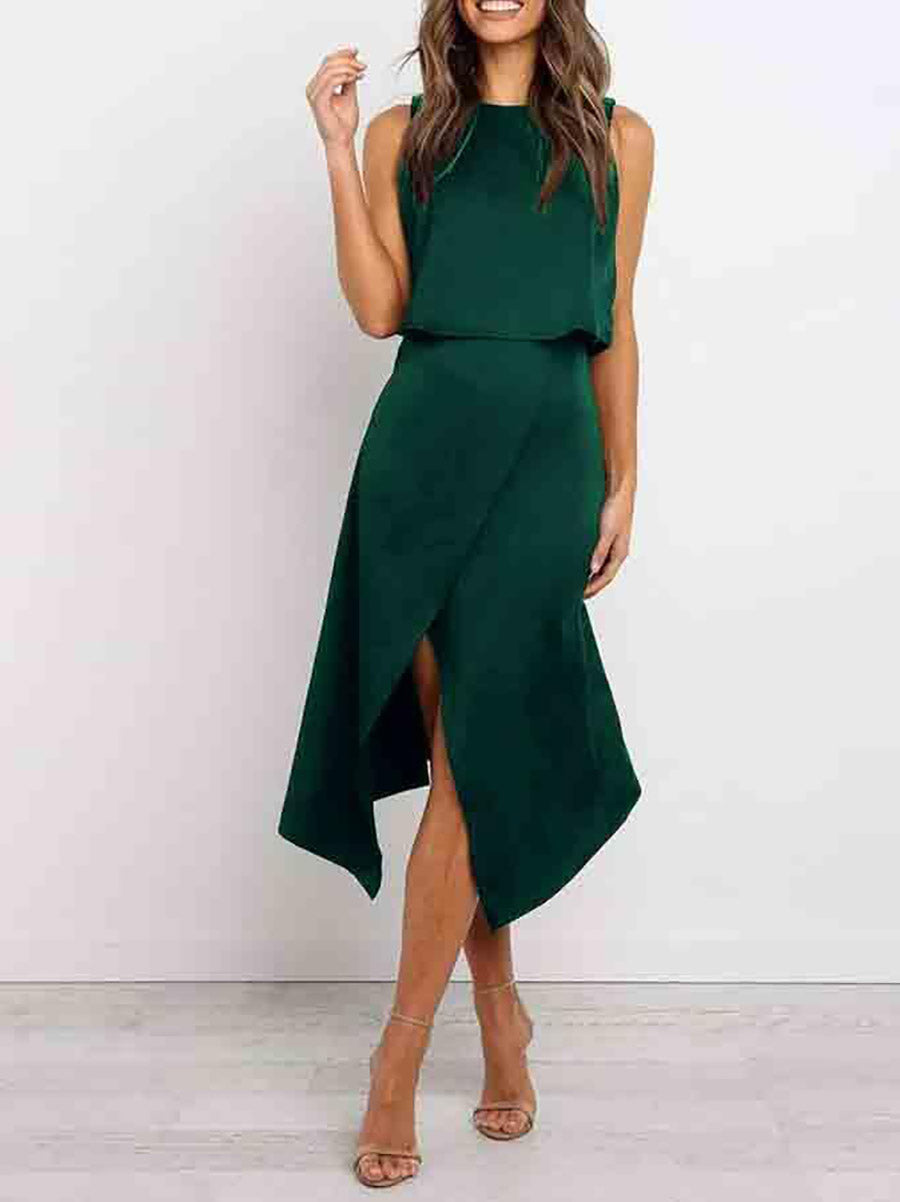 Lunimesd Fashion O-Neck Open Two-Piece Dress