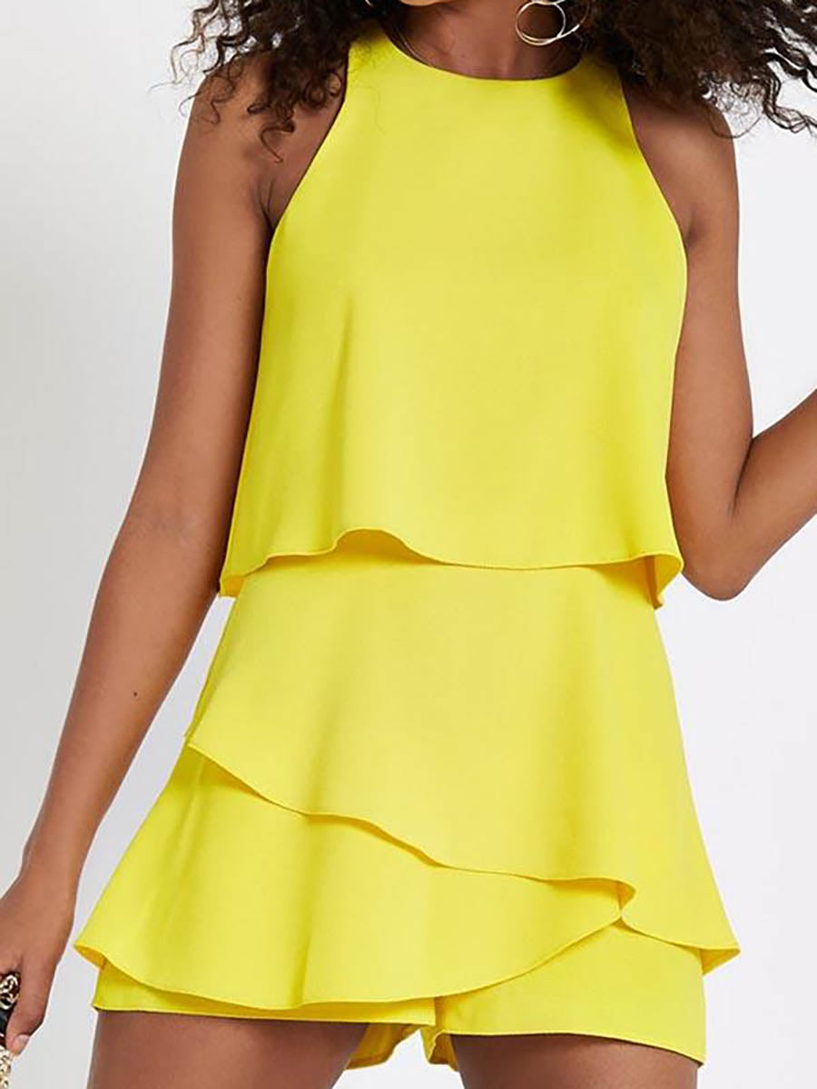 Lunimesd O Neck Ruffle White Romper（4 colors）