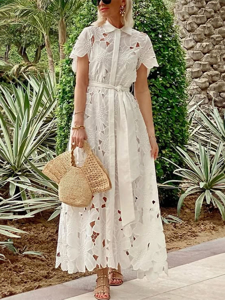 Lace Floral Cardigan Dress