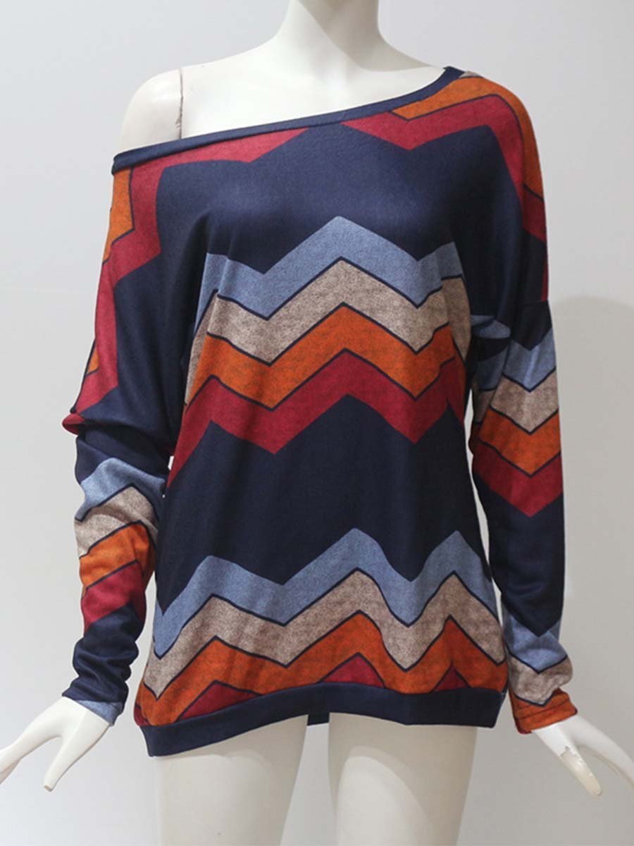 Lunimesd Casual Batch Print Striped T-shirt