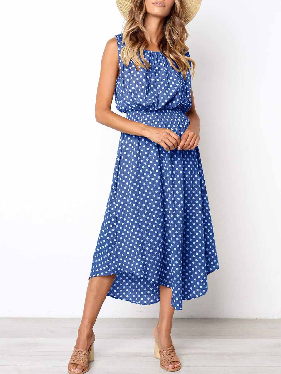 Lunimesd Sleeveless Dot Dress