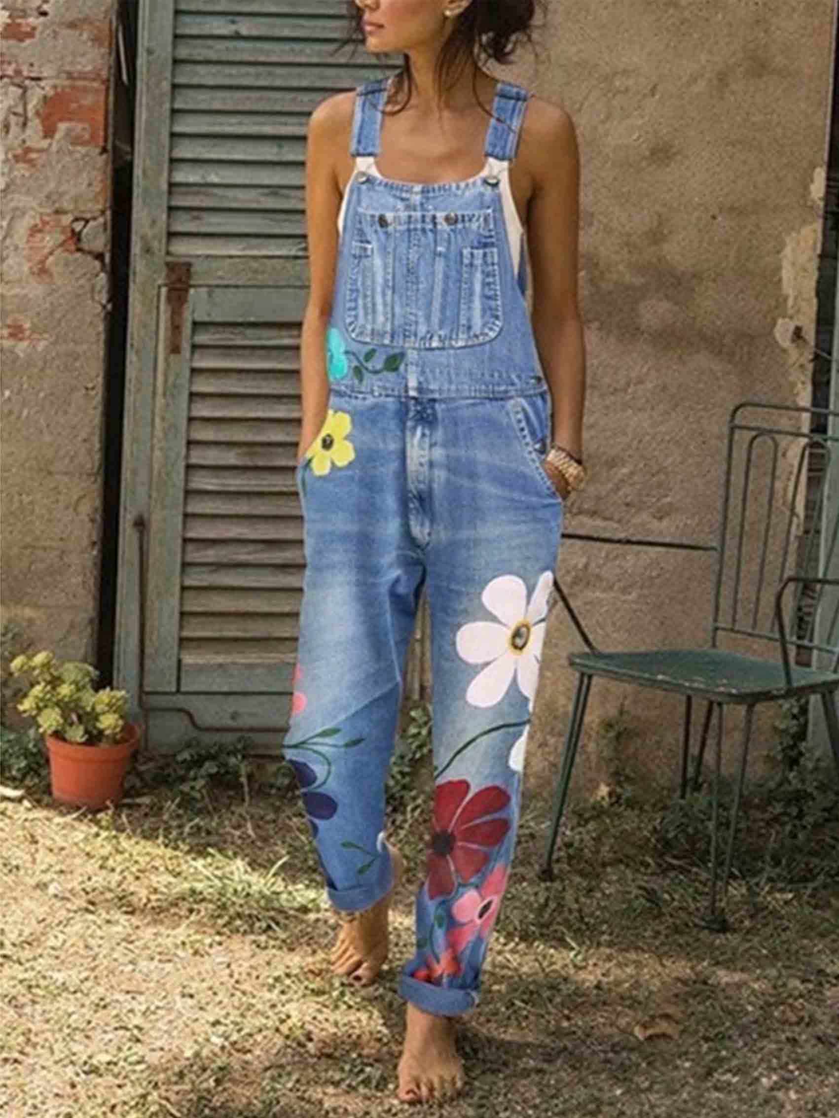 Flower Printed Jeans