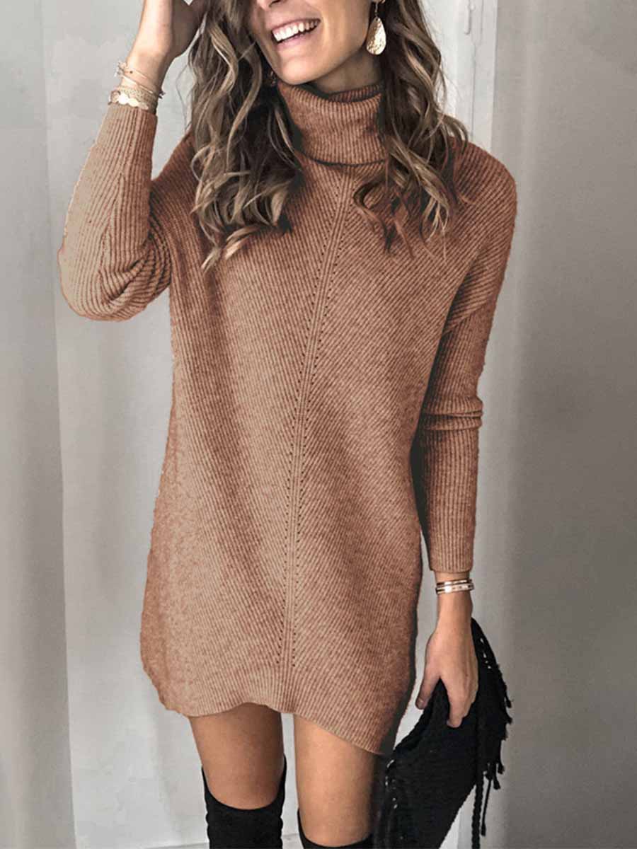 Lunimesd Casual Turtleneck Midi Dress