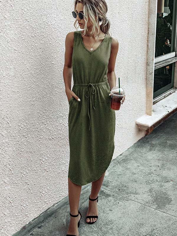 Lunimesd Casual V-Neck Vest Dress