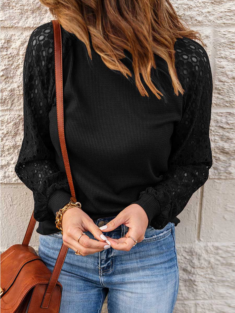 Lunimesd Lace Patchwork Long Sleeve Top (5 colors)