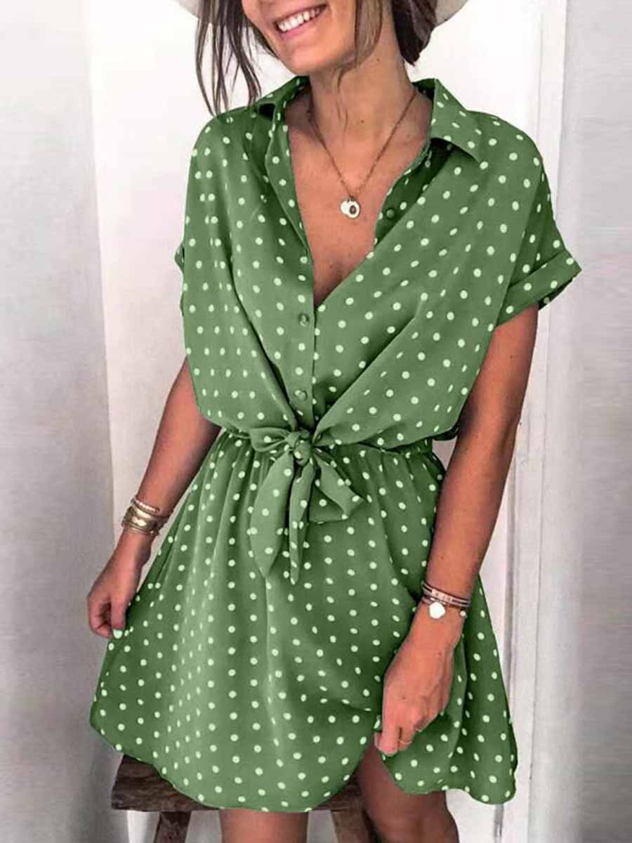 Lunimesd Polka Dot Belt Dress