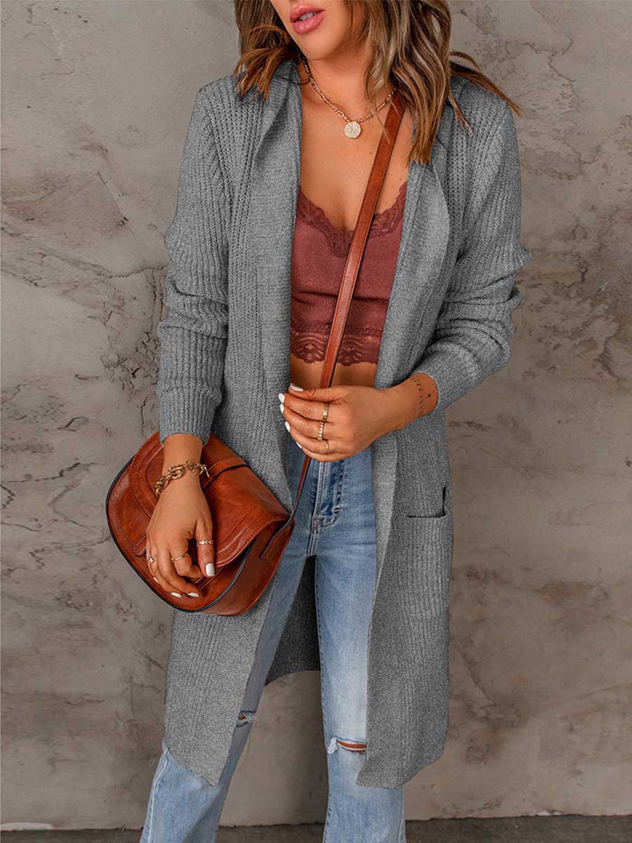 Lunimesd Solid Color Hooded Sweater Jacket