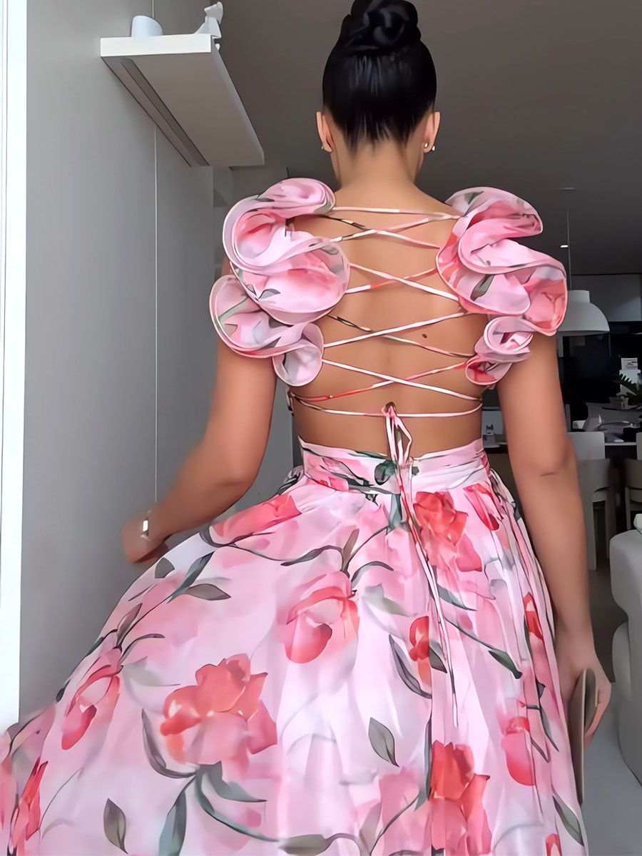 Blossom Lace-Up Dress