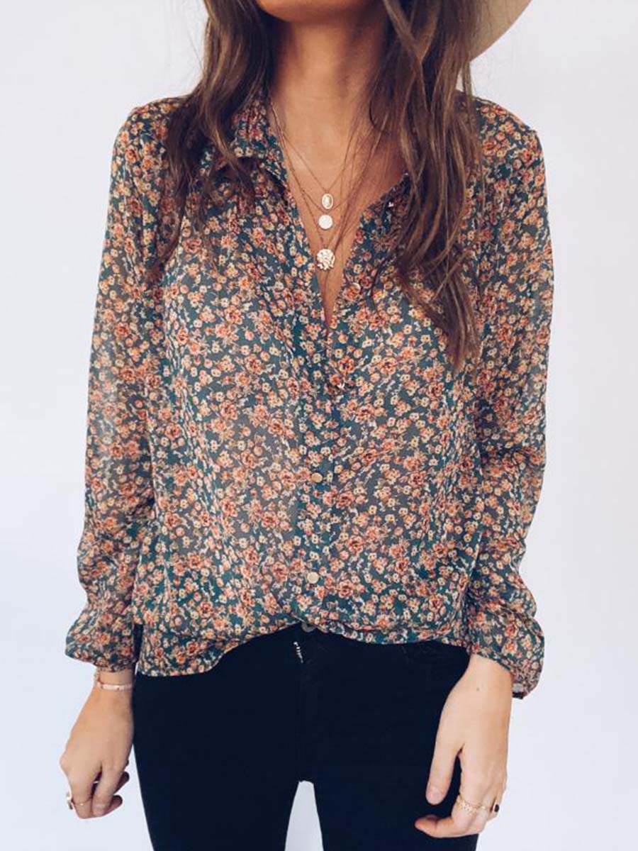Lunimesd Floral Chiffon Blouse