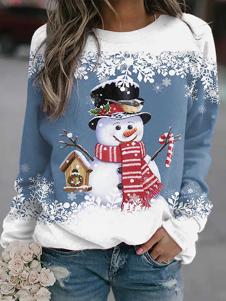 Lunimesd Christmas snowman print loose sweater(8 colors)