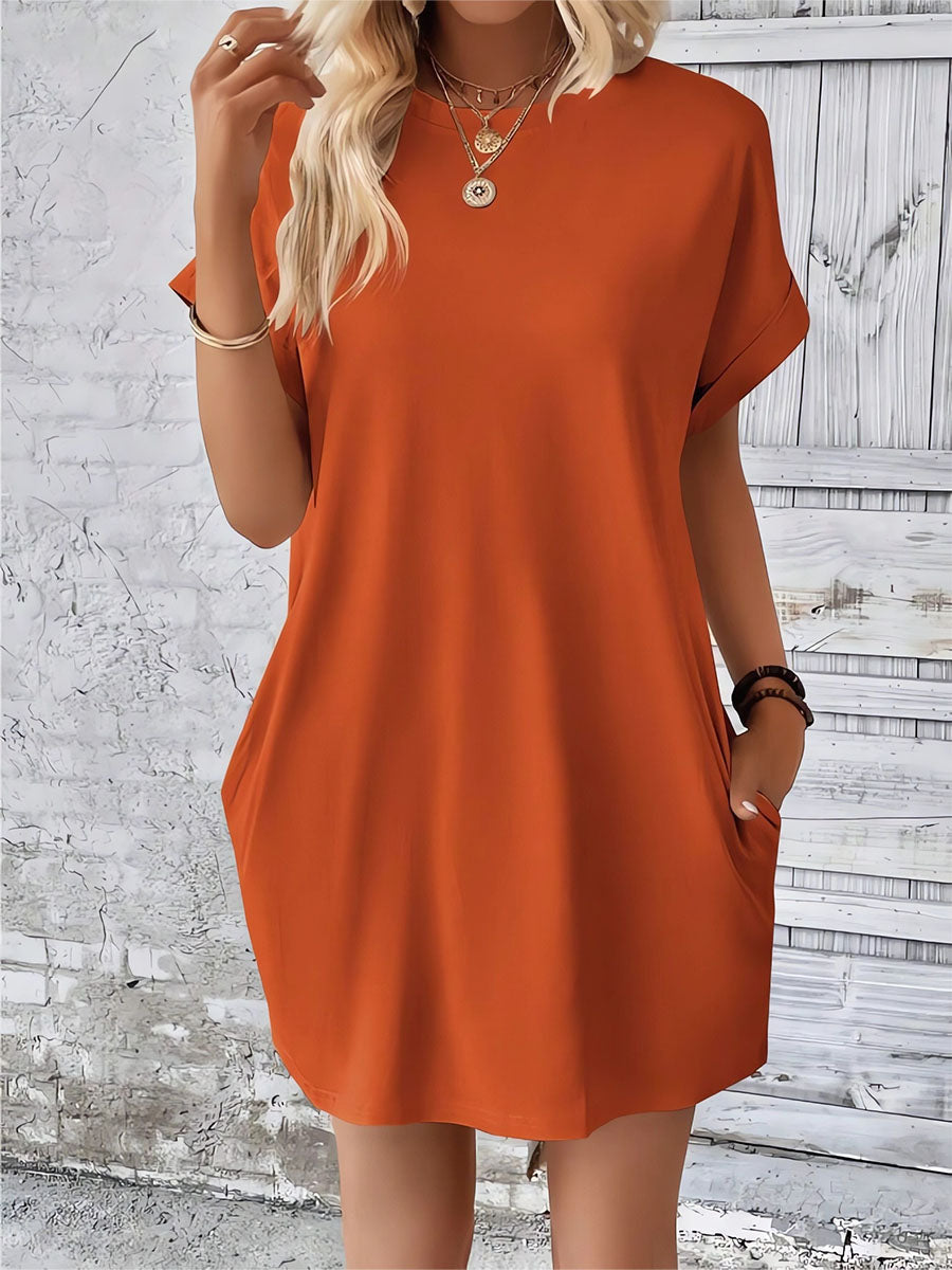 Round Neck Pocket Dress
