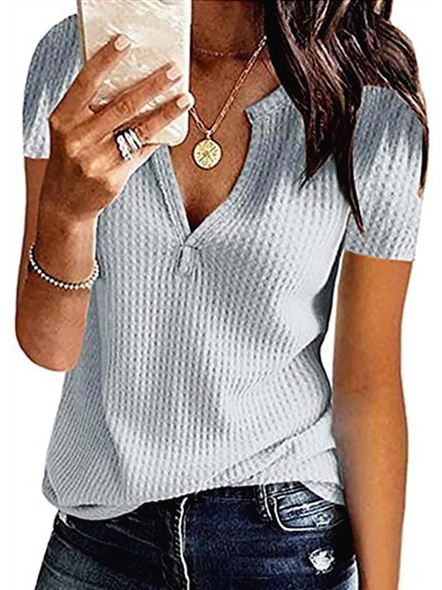 Lunimesd V-Neck Solid Color T-Shirt (16 colors)