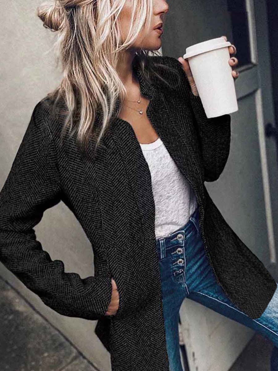 Lunimesd Retro Pocketed Heather Coat