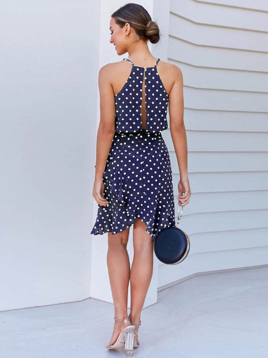 Lunimesd Sling Polka Dot Irregular Dress