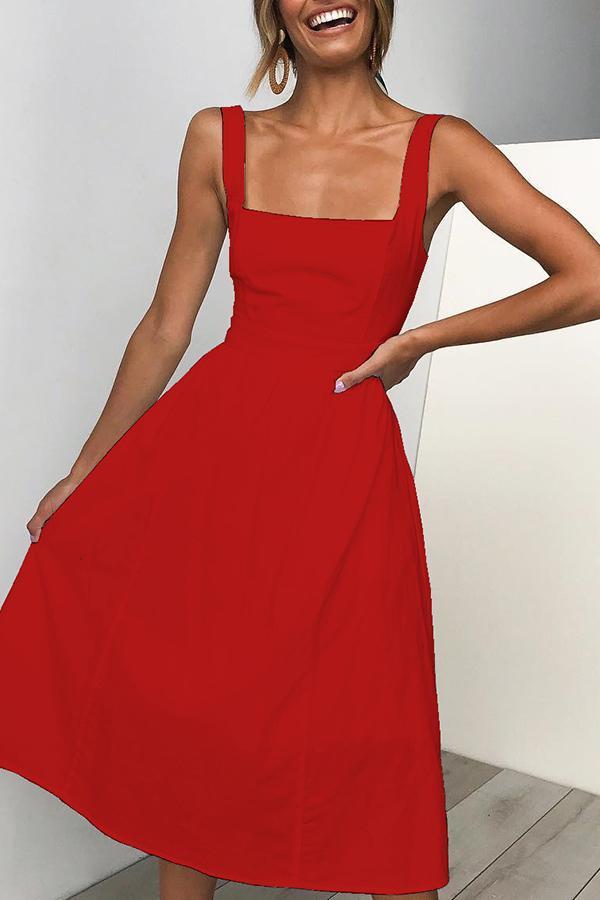 Lunimesd Sleeveless Solid Color Regular Fit Casual Wear Dress