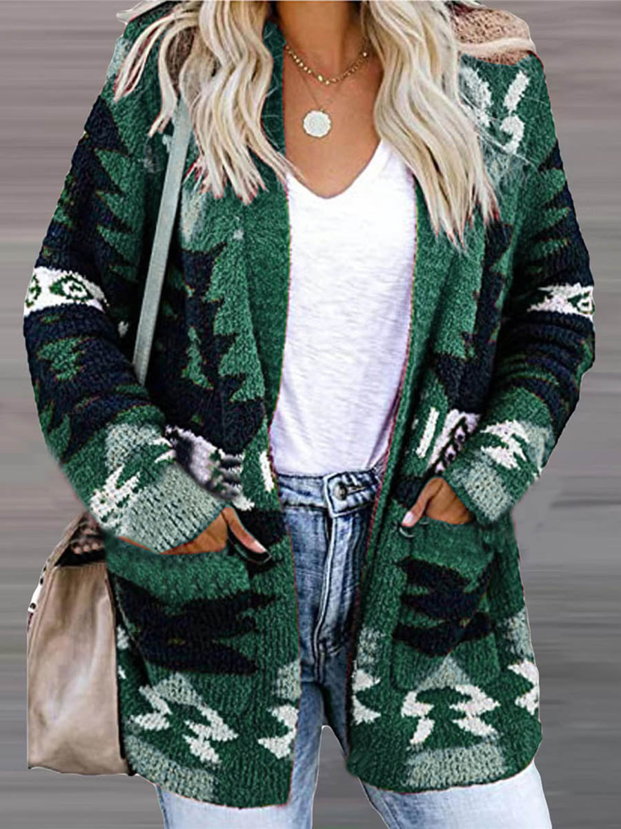 Lunimesd Casual Work Print Printing V Neck Cardigans(6 Colors)