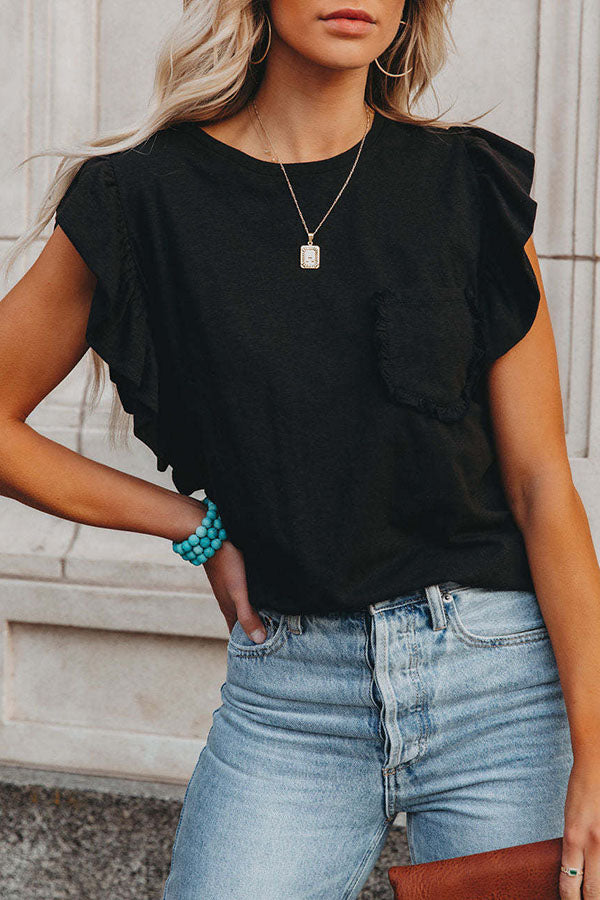 Lunimesd Marney Cotton Ruffle Sleeve T-shirt