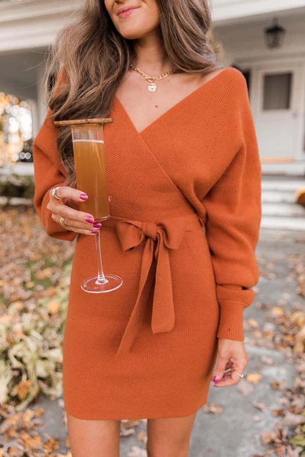 Lunimesd Future Happiness Chelsea Wrap Sweater Dress