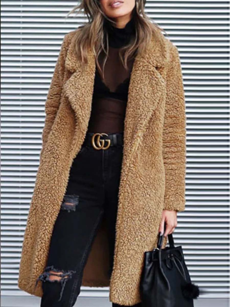 Lunimesd Long-Sleeved Lapel Plush Jacket(7 colors)