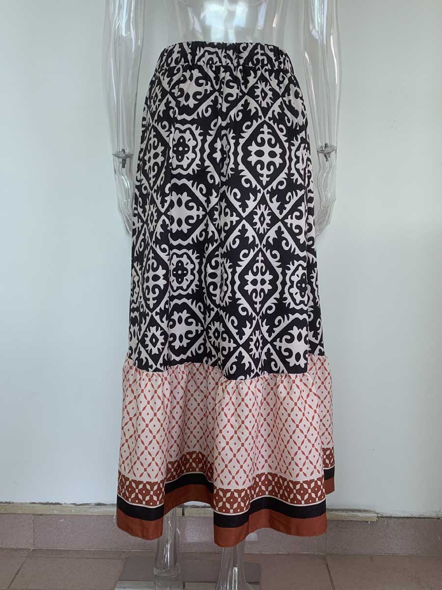 Lunimesd Printed Loose Patchwork Hem Dress